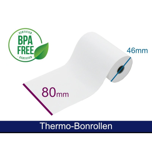 Thermorolle - 80 46 12 (B/D(max.)/K) weiß, 55g, 25m, 50 Rollen/VPE