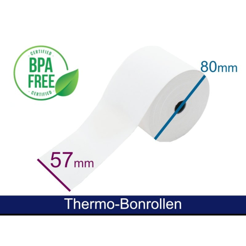 Thermorolle - 57 80 12 (B/D(max.)/K) weiß, 78m, 50 Rollen/VPE