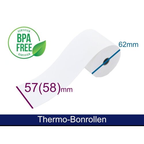 Thermorolle - 57(58) 62 12 (B/D(max.)/K) weiss, 55g, 50m