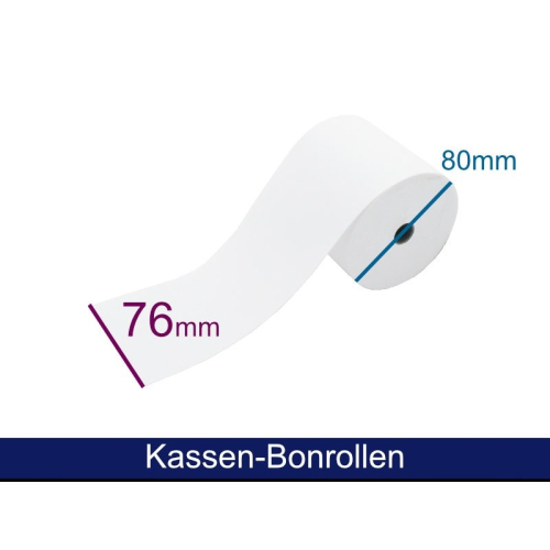 Kassenrolle - Normalpapier HF 76 80 12 (B/D/K), 60g, ca. 58m, 50 Rollen/VPE