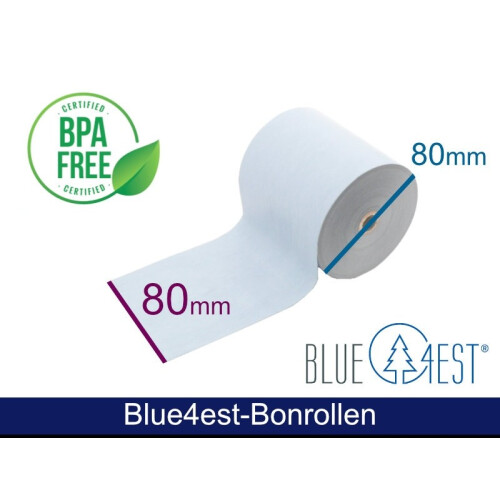 Bonrollen Blue4est Thermopapier, 80mm, Longlife, hellblau